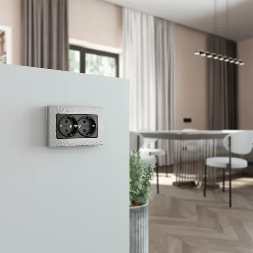 Розетка двойная с заземлением (Hammar черный) W1272008 - фото 4