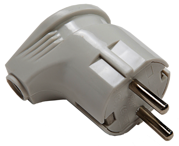 Вилка угловая с заземлением 16А белая 4110 IN HOME - Фото