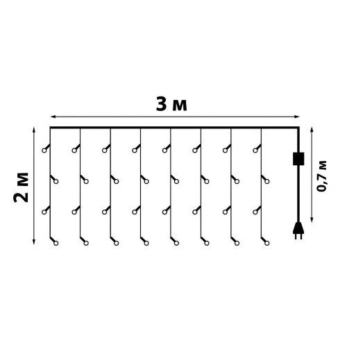 ULD-C2030-240-DTA WHITE IP20 Занавес светодиодный с контроллером, 3х2м, 240 светодиодов, Белый свет, Провод прозрачный. - фото 11