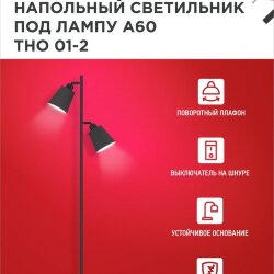 Светильник напольный под лампу ТНО 01-2-2хЕ27Ч 230В черный плафон, черный корпус IN HOME