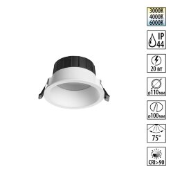 Встраиваемый светодиодный светильник с переключателем цветовой температуры «Novotech» 359555, серия: CLARA