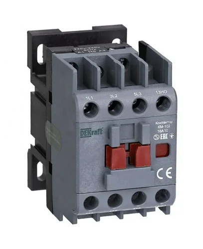 Контактор 18А 230В AC АС3 АС4 1НО+1НЗ КМ-102 DEKraft 21916DEK - фото