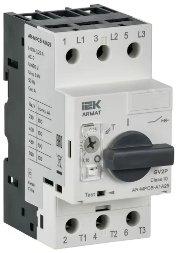 Выключатель автоматический защиты двигателя A1 GV2P 0.16-0.25А ARMAT IEK AR-MPCB-A1A25 - фото