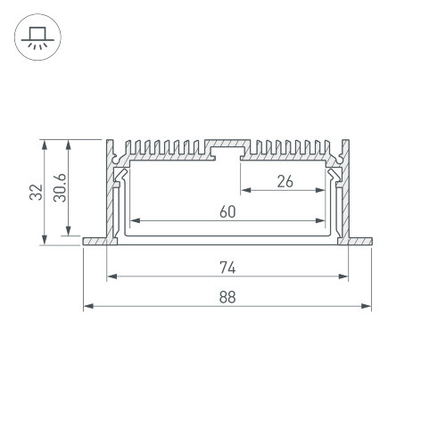 Профиль SL-LINIA88-F-2000 ANOD (Arlight, Алюминий) - фото 3