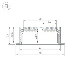 Профиль SL-LINIA88-F-2000 ANOD (Arlight, Алюминий) 019315