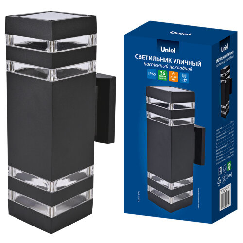 UUL-S24A 2x60W-E27 IP65 BLACK Светильник уличный, под две лампы Е27, Архитектурный накладной, Корпус черный, TM Uniel - фото 6
