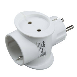 S-GES3-16TB Разветвитель сетевой, 3 гнезда с-з 1 гнездо, б-з 2 гнезда , 16А, 3500Ватт, Белый