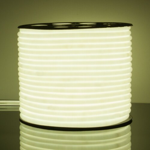 Светодиодный гибкий неон 220&nbsp;В 9.6&nbsp;Вт/м 144 Led/м 2835 IP67, круглый холодный белый 6500К, 50 м - Фото 3