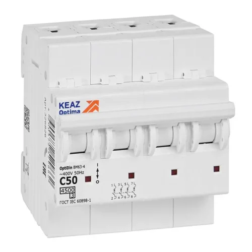 Выключатель автоматический модульный OptiDin BM63-4C50-4.5-УХЛ3 КЭАЗ 326826 - фото
