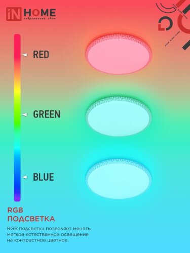 Светильник светодиодный COMFORT MYSTERY-RGB 55Вт 230В 3000-6500K 4400Лм 400x70мм с пультом дистанционного управления IN HOME - Фото 5