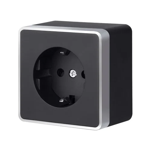Розетка с заземлением Gallant черный с серебром W5071034 W5071034 - фото