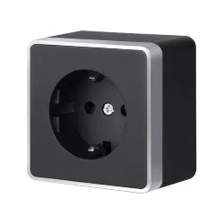 Розетка с заземлением Gallant черный с серебром W5071034 W5071034