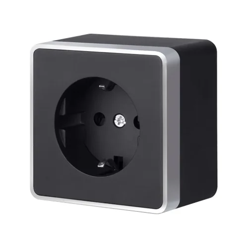 Розетка с заземлением Gallant черный с серебром W5071034 W5071034 - фото