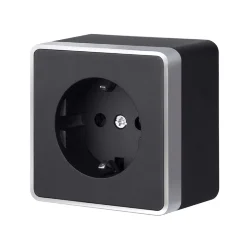 Розетка с заземлением Gallant черный с серебром W5071034 W5071034