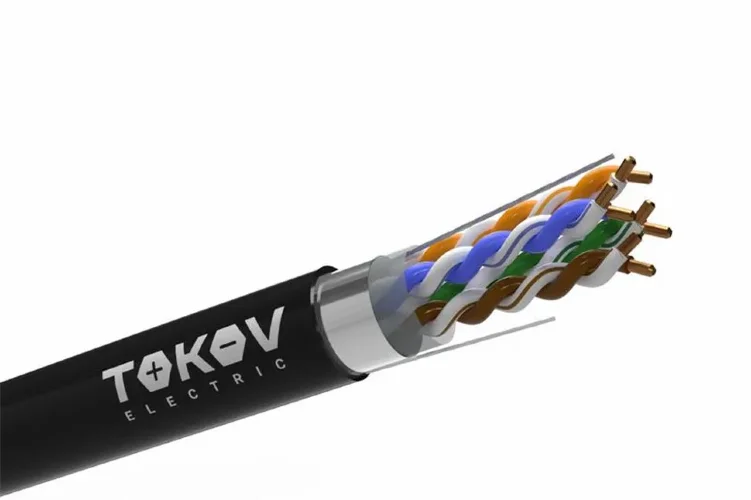 Кабель витая пара F/UTP 4х2х24AWG (0.48мм) кат.5E PE Fluke tested (м) TOKOV ELECTRIC TKE-C05-F/UTP-42-5E-305-OD - фото
