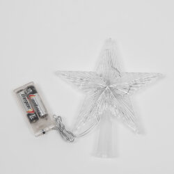 ULD-H1515-010-STB-2AA WARM WHITE STAR-2 Украшение светодиодное для ёлки Звезда-2, 15см, на батарейках не в-к, 10 светодиодов, Теплый белый свет, Прозрачный провод.