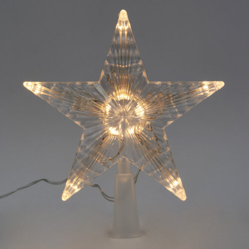 ULD-H1515-010-STB-2AA WARM WHITE STAR-2 Украшение светодиодное для ёлки Звезда-2, 15см, на батарейках не в-к, 10 светодиодов, Теплый белый свет, Прозрачный провод. - фото 4