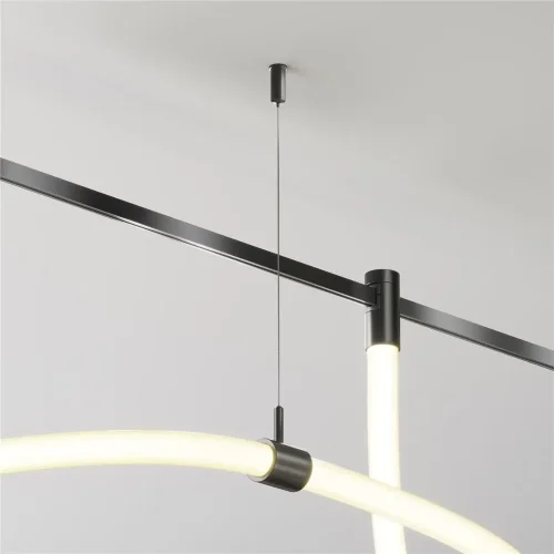 Потолочный коннектор с тросовым подвесом Tau в шинопровод Flarity черный (Черный) - фото 2