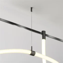 Потолочный коннектор с тросовым подвесом Tau в шинопровод Flarity черный (Черный)