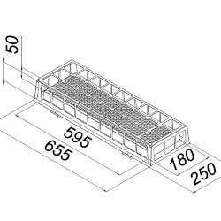 Накладной светодиодный светильник для спортзалов с защитной решеткой 20 Вт IP65 650х250х95 мм 6000К Призма