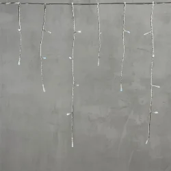 Гирлянда Бахрома на Батарейках 3 x 0,5 м Белая, 100 LED, Провод Прозрачный Силикон, IP65