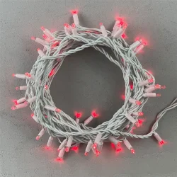 Гирлянда Нить 10м Красная 24В, 75 LED, Провод Белый Каучук, IP65