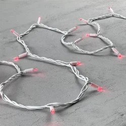 Гирлянда Нить 10м Красная 24В, 75 LED, Провод Белый Каучук, IP65