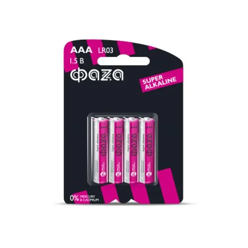 Элемент питания алкалиновый AAA/LR03 1.5В Super Alkaline BL-4 (уп.4шт) ФАZА 5000254 - фото