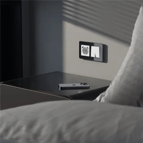 Выключатель двухклавишный проходной с подсветкой (белый акрил) W1122141 - фото 2