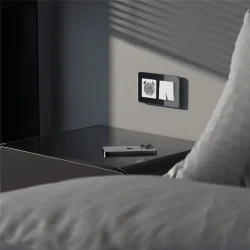 Выключатель двухклавишный проходной с подсветкой (белый акрил) W1122141