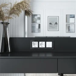 Выключатель двухклавишный проходной с подсветкой (белый акрил) W1122141