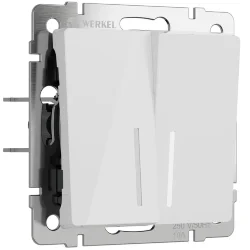 Выключатель двухклавишный проходной с подсветкой (белый акрил) W1122141