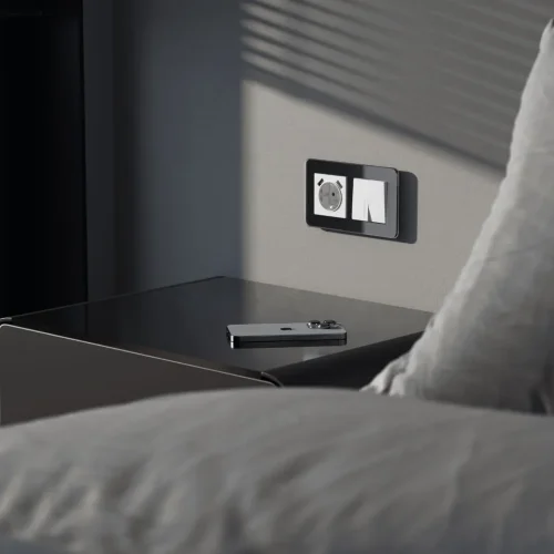 Выключатель двухклавишный проходной с подсветкой (белый акрил) W1122141 - фото 3