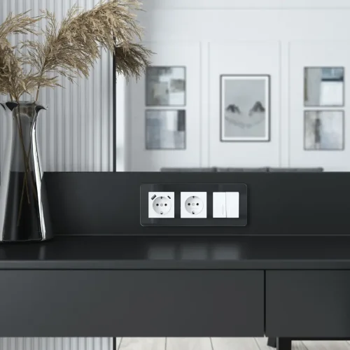 Выключатель двухклавишный проходной с подсветкой (белый акрил) W1122141 - фото 4