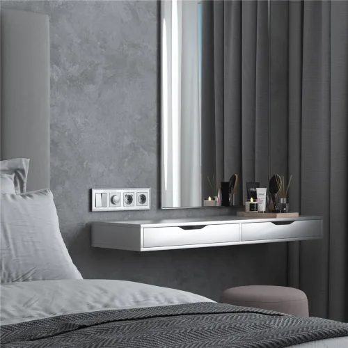 Рамка из металла на 4 поста Baguette белый/серебро W0042850 - фото 3