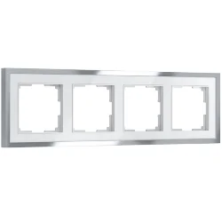 Рамка из металла на 4 поста Baguette белый/серебро W0042850