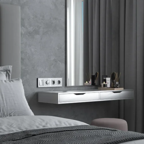 Рамка из металла на 4 поста Baguette белый/серебро W0042850 - фото 3