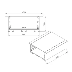 Алюминиевый профиль 321K (2500х85/70х35мм с рассеивателем)