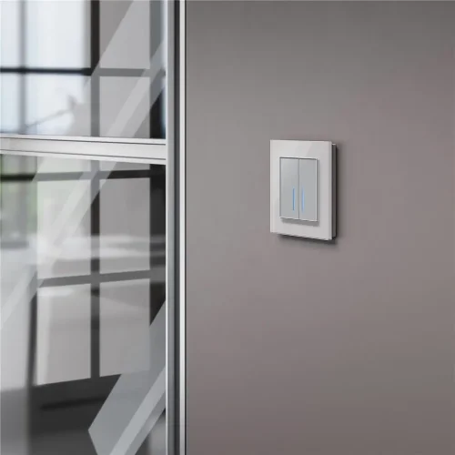 Сенсорный выключатель двухклавишный с подсветкой 1000 Вт серебряный W4520006 - фото 3