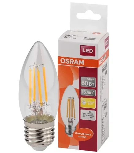 Лампа светодиодная филаментная 5W/2700K (=60W) E27 | LED Star 2Y FILAMENT | - OSRAM. Фото 2