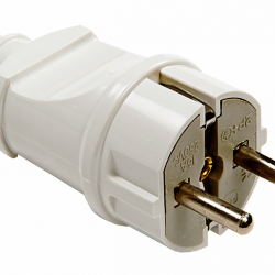 Вилка прямая с заземлением 16А белая 4140 IN HOME