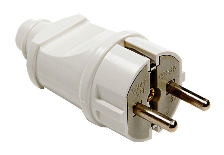 Вилка прямая с заземлением 16А белая 4140 IN HOME - Фото