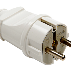 Вилка прямая с заземлением 16А белая 4140 IN HOME