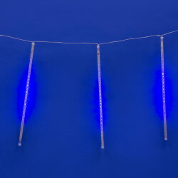 ULD-E2405-240-DTK BLUE IP44 METEOR Занавес светодиодный фигурный Падающие звезды, соединяемый, 2х0.5м, 8 подвесов, Синий свет, Провод прозрачный.