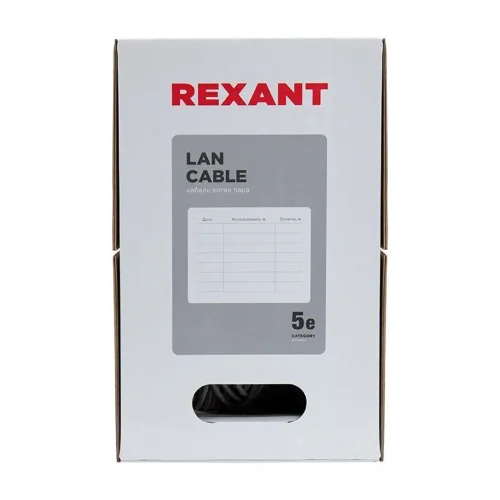 Кабель витая пара U/UTP кат.5E 4х2х24AWG LSZH нг(А)-HF INDOOR SOLID медь оранж. 305м (м) Rexant 01-0049 - фото 3