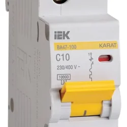 Выключатель автоматический модульный 1п C 10А 10кА ВА47-100 KARAT IEK MVA40-1-010-C