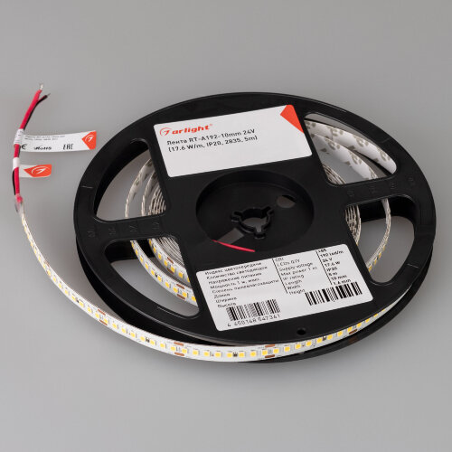 Светодиодная лента RT-А192-10mm 24V Warm2400 (17.6 W/m, IP20, 2835, 5m) (Arlight, высок.эфф.150 лм/Вт) 055994 - фото 3