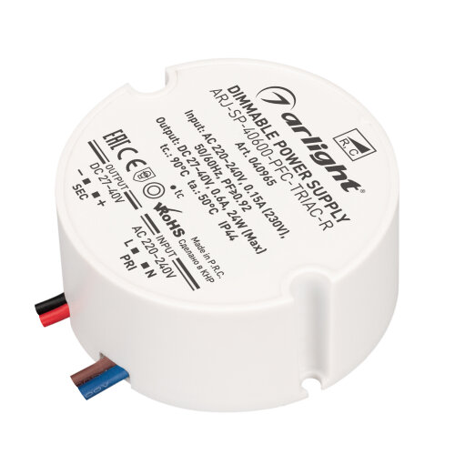 Блок питания ARJ-SP-40600-PFC-TRIAC-R (24W, 27-40V, 600mA) (Arlight, IP44 Пластик, 5 лет) 040965 - фото