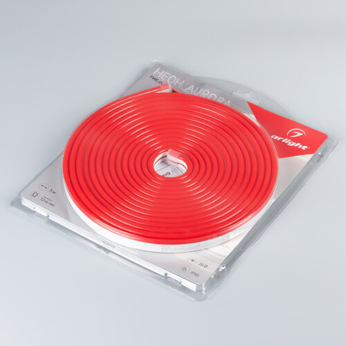 Светодиодная лента герметичная AURORA-PS-A120-12x6mm 24V Red (10 W/m, IP65, 2835, 5m) (Arlight, Силикон) - фото 2