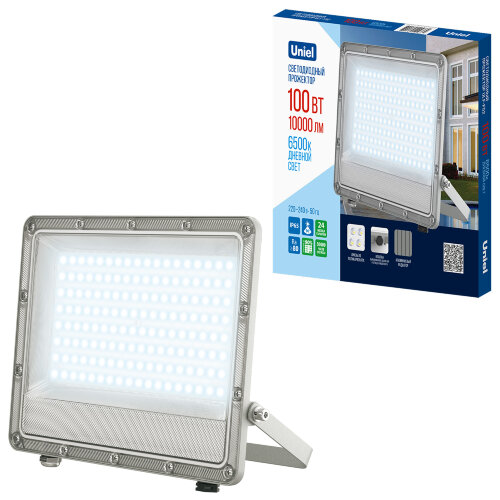 ULF-F52D-100W-6500K IP65 200-240V GREY Прожектор светодиодный, Дневной свет 6500K, Угол 90 градусов, Корпус серый, TM Uniel - фото 6